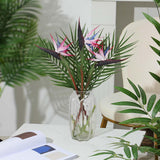 Bird Of Paradise Artificial Plant Combo Palm Leaves,Faux Bird Of Paradise Plant With Artificial Palm Leaves For Wedding Garden Office Home Indoor And Outdoor Decor(Pink)