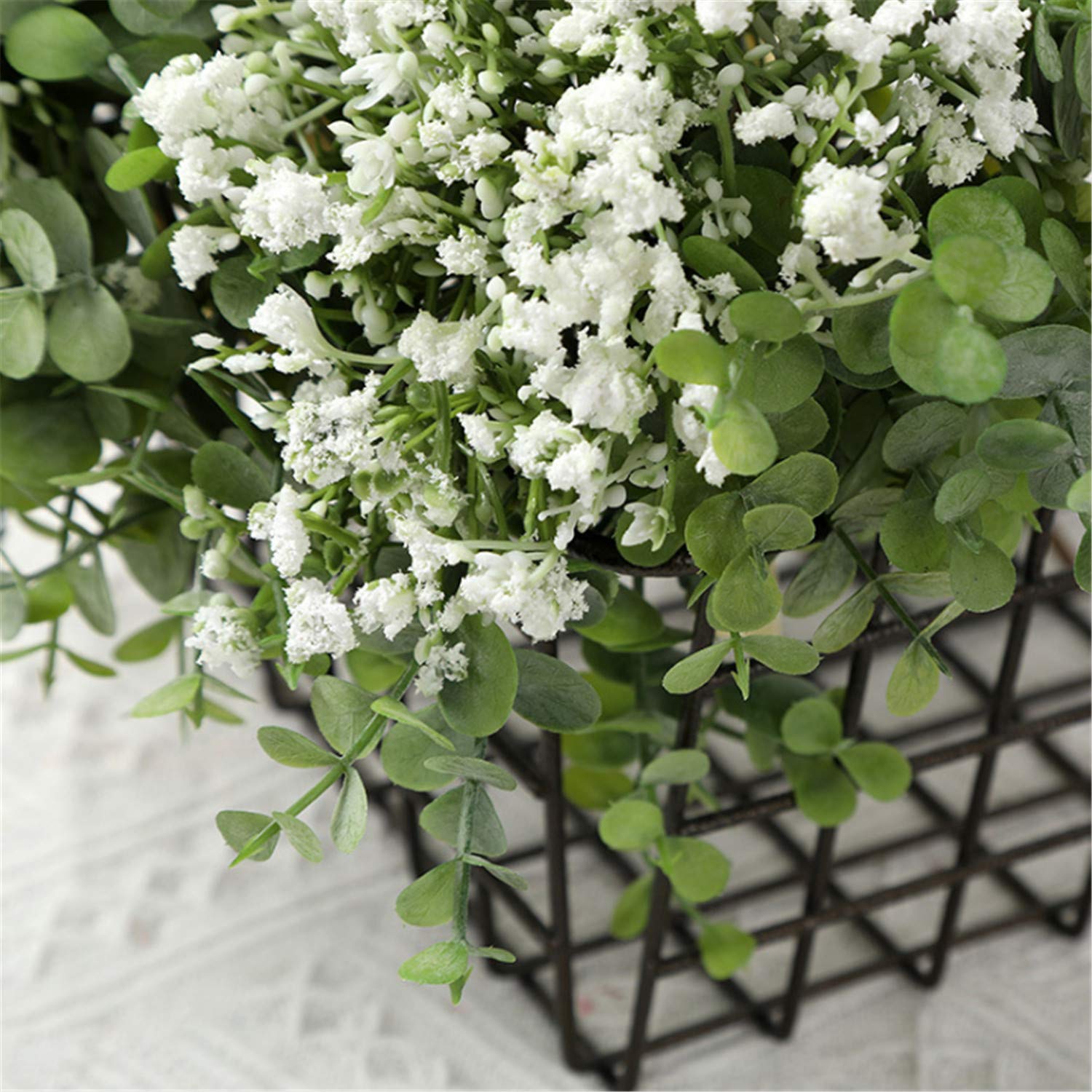 Artificial Flowers Eucalyptus Leaf Babys Breath Gypsophila Bouquets Wedding Party Home Decor,Pack Of 1(White)