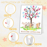 Forest Gender Reveal Games, Gender Reveal Fingerprint Tree With Safari Animals Keepsake, Baby Shower Party Supplies, Thumbprint Desktop Sign With Stand