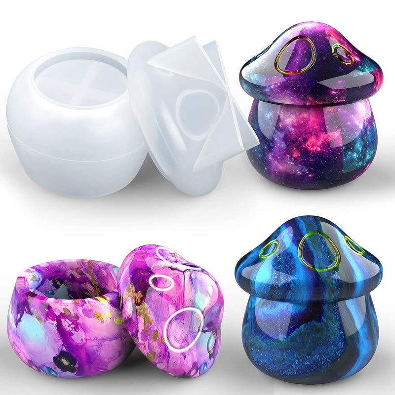 Jar Resin Molds Silicone, Mushroom Jars Silicone Molds With Lid For Epoxy Resin Casting For Diy Jewelry Storage Box, Candy Container, Home Decoration