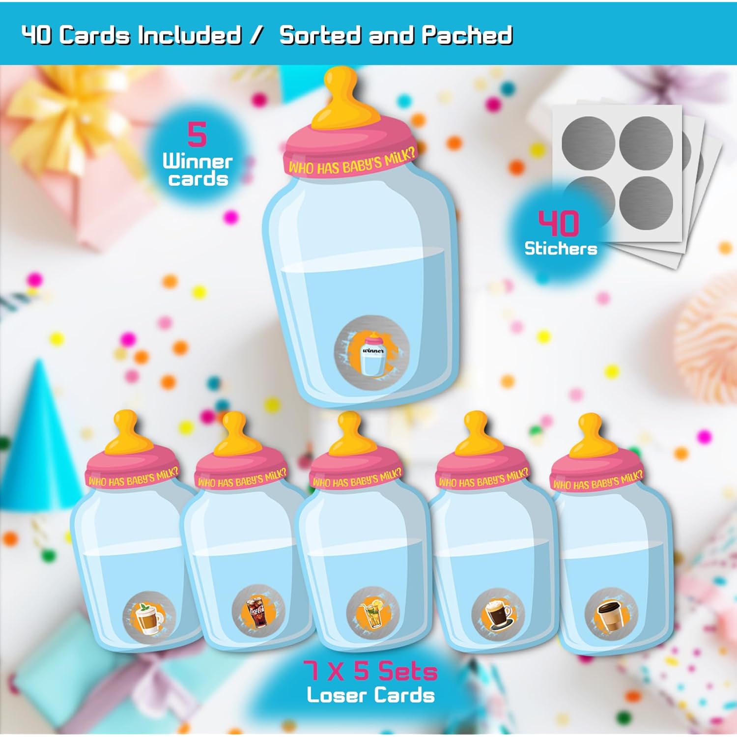 Baby Shower Games, Who Has Baby'S Milk Scratch Off Cards, Funny Lottery Card Ice Breaker Scratch Off Games Party Cards, 40 Card