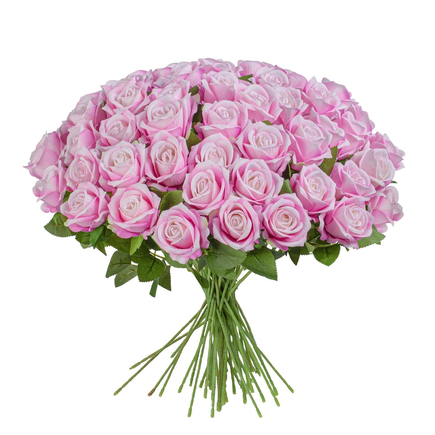 Artificial Flowers Roses Touch Fake Rose Bouquet Flower Stem Fo Wedding Centerpieces Diy Wreath Home Decorations Silk Roses Fo Mothers Party Fake Outdoor Flowers Decor 19.6"(Deep Pink 50Pcs)