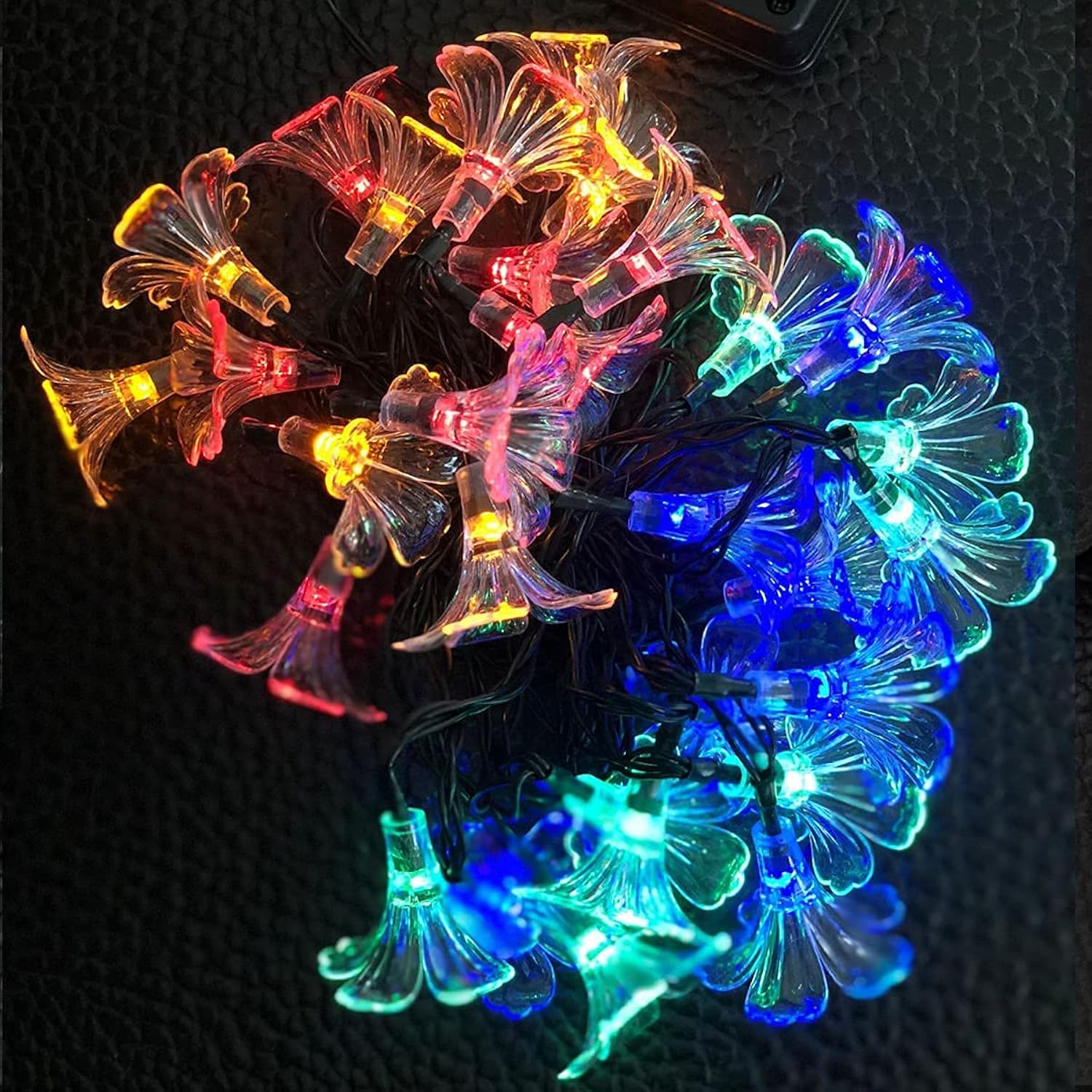 Solar Morning Glory Fairy String Lights, 21Ft/6.35M 30 Led Flower Lights Waterproof String Lights For Gardens Homes Wedd