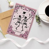 Spooky Skeleton Bestie Birthday Card, Halloween Birthday Card For Bestie Bff, Tarot Themed Friendship Cards For Women Friends, Gothic Galentine'S Day Cards Gift