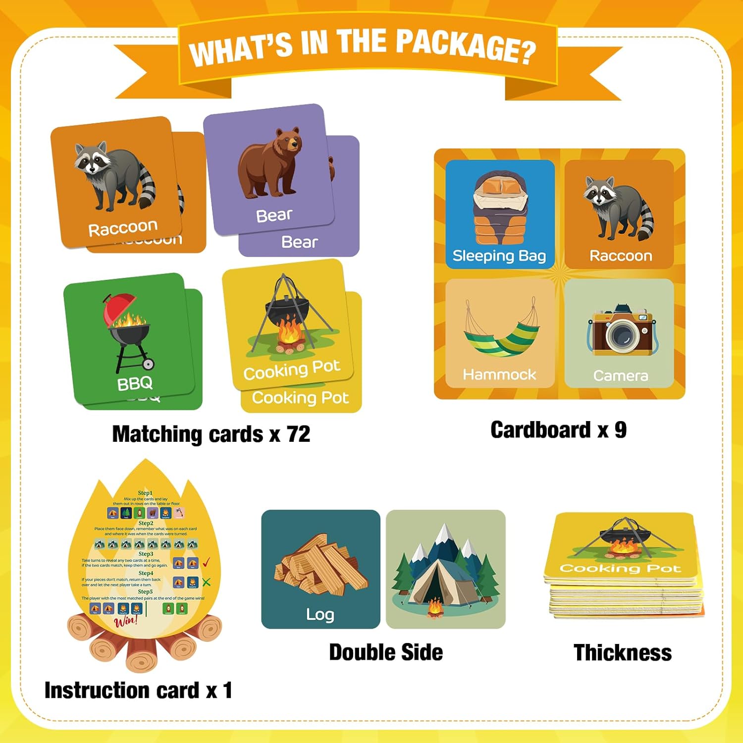 82 Pcs Memory Matching Games Camping Matching Cards Camp Memory Game Concentration Cards For Educational Gifts Family Supplies