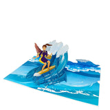 Surfer Pop Up Birthday Card (Girl) - Surfing, Ocean, Happy Birthday, Just Because, Special Days, Retirement, Graduation, Friendship,Anniversary Card, Unique Gifts For Girlfriend, Wife, Lady, Women |