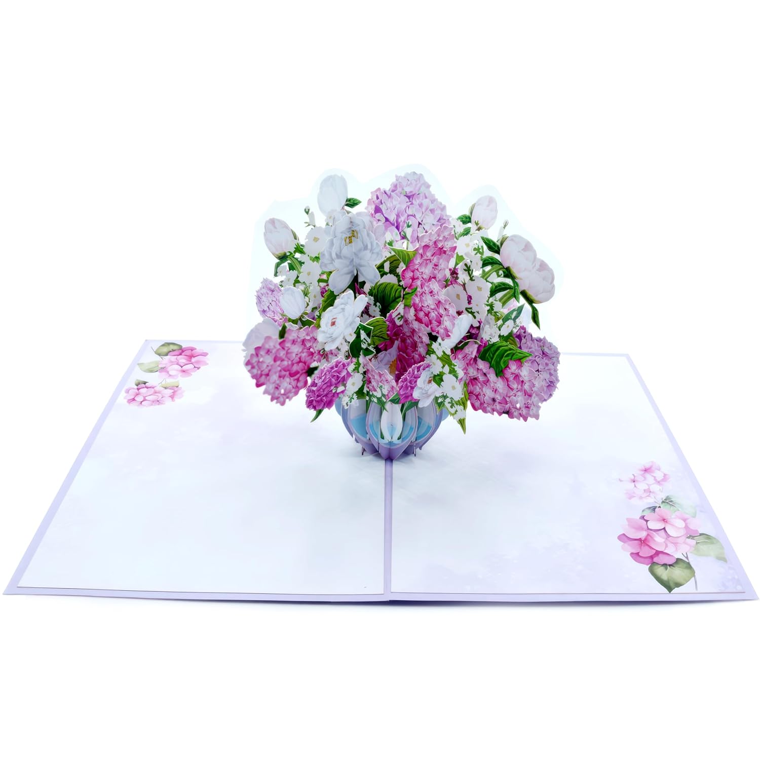 Pink Hydrangea Bouquet Pop Up Card, 3D Blooming Love Greeting Card For Birthday, Mothers Day, Valentines Day, Anniversary, Thinking Of You, All Occassions