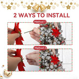 10Pcs Red Poinsettia Flowers Artificial With Clips Christmas Flowers Decoration Red Glitter Poinsettia Christmas Ornaments 5.5’’ For Xmas Home Tree Wreaths Door Frame Decor