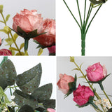 21 Heads Silk Rose Bouquet Artificial Flowers Mini Rose For Diy Wedding Bouquets Centerpieces Bridal Shower Party Home Decorations,Pack Of 4 ?Rose Red?
