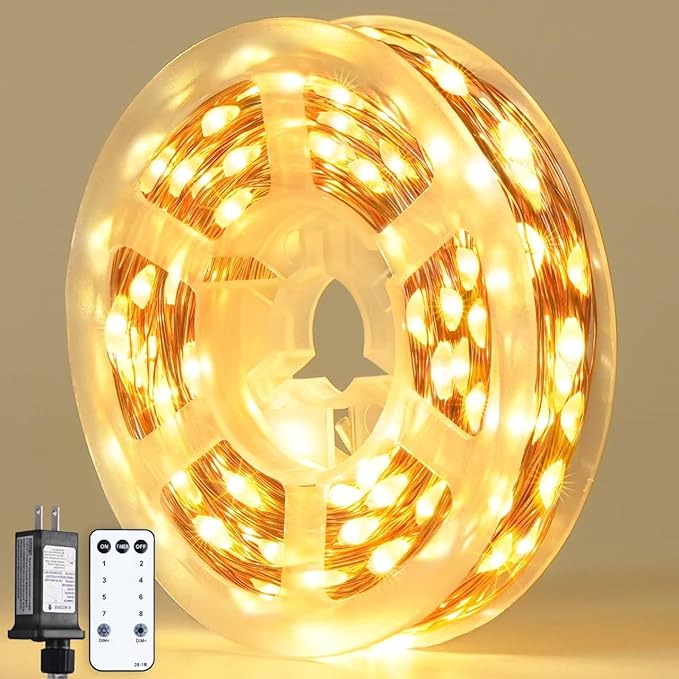 200 LED Fairy Lights Plug In 66FT Warm White String Lights with Remote Control 8 Modes Twinkle Lights for Bedroom Dorm Party Christmas Tree Decor