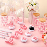 6 Set Bridal Shower Game Prizes For Player Winners Pink Bow 17 Oz Tumblers With Lids Straws Pink Bow Mirrors Pens Hair Clips Gift Bags For Bridal Shower Wedding Party Supplies