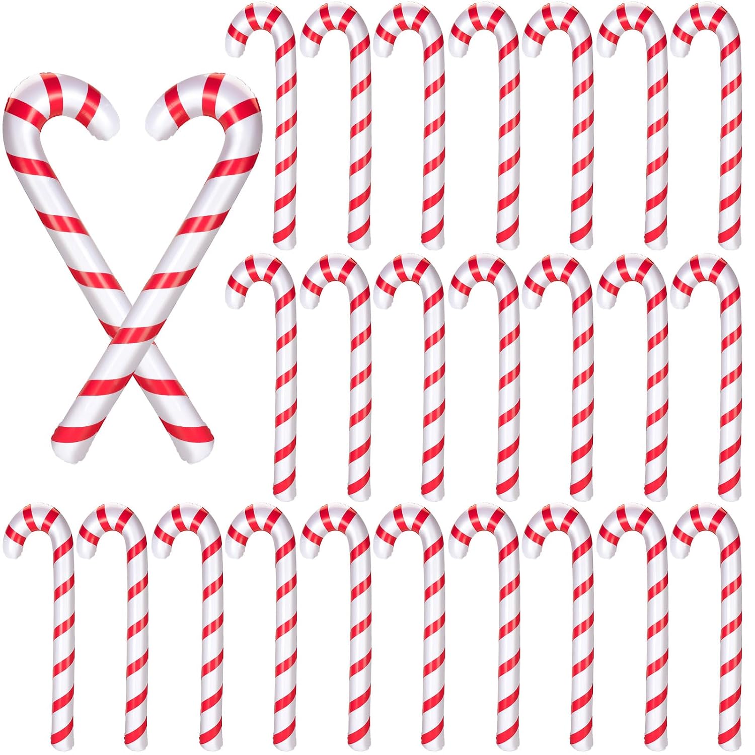 30 Pcs Inflatable Candy Canes For Christmas 35.4" Jumbo Candy Canes Balloons Xmas Tree Hanging Decor For Christmas Indoo
