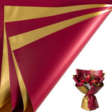 20 Sheets Valentine’S Day Flower Wrapping Paper, Wine Red And Gold Design Waterproof Reversible Floral Bouquet Paper For Valentines, Mothers Day, Anniversary, Birthday, Wedding, Bridal Shower