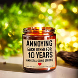 Funny Scented Candle, 10 Year Anniversary, Gifts For Wife, Husband, Couple - Aluminum Or Tin Gifts For 10Th Anniversary For Him, Her - 10 Year Wedding Anniv. Decorations - 9 Oz