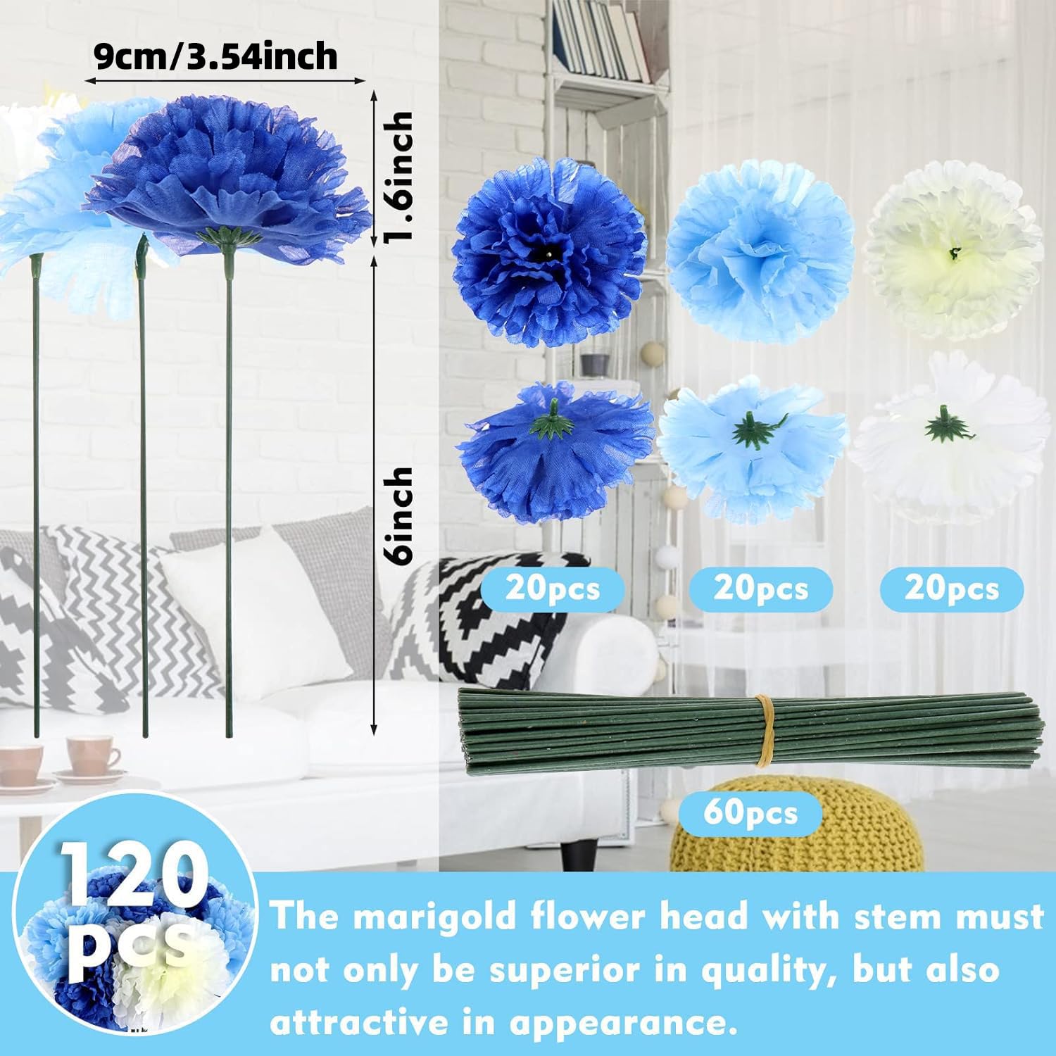 120 Pack Artificial Carnations With Stems Leaves Eternal Blossom Silk Carnation Flower Artificial Pom Pom Mini Hydrangea Birthday 9J3S5W2Yr19 0