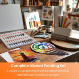 Acrylic Paint Set, Canvas Painting Kit With 24 Acrylic Paints, Nylon Brushes For Adults, Beginners, Hobbyists, Artists, 31 Pieces Set