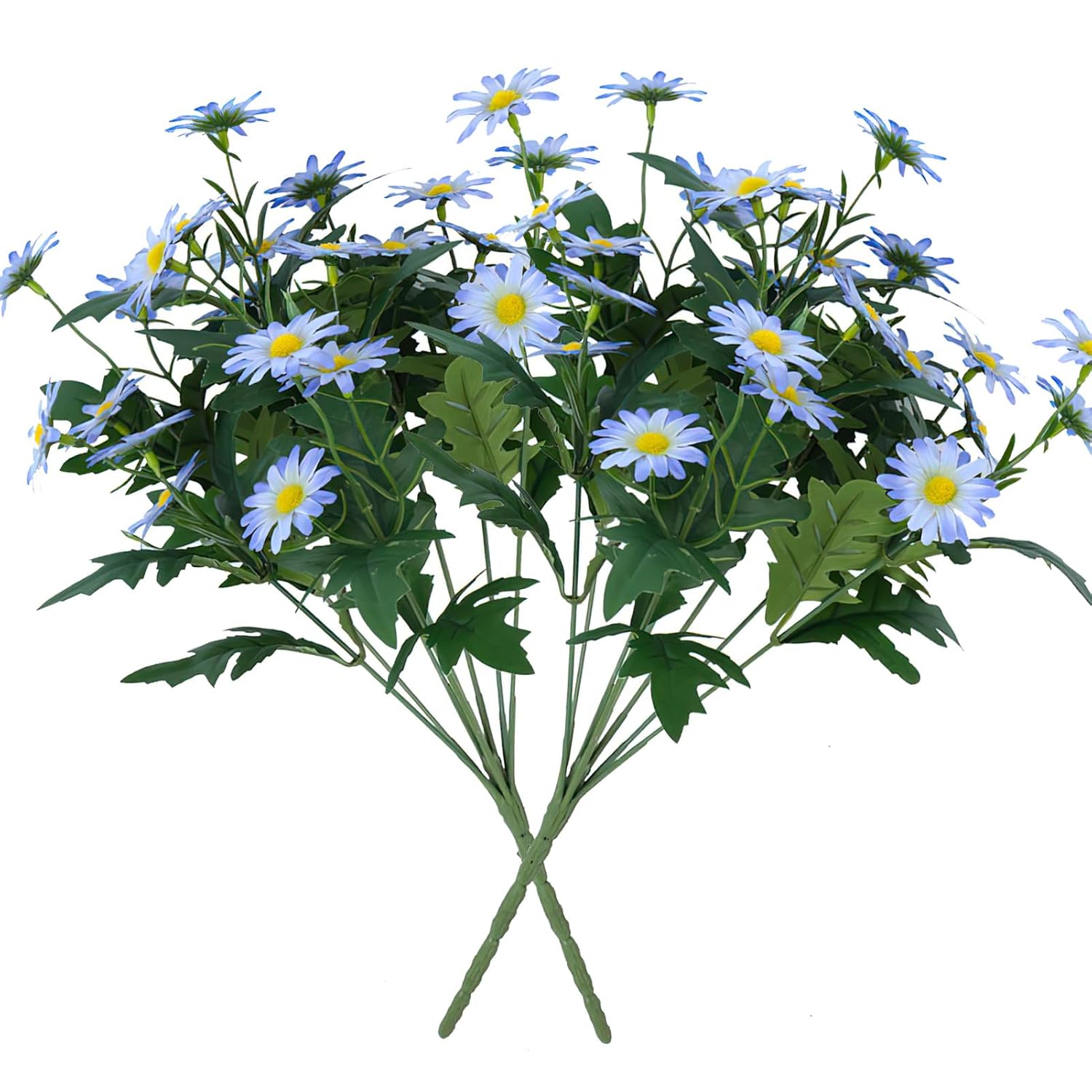 Artificial Daisy Flowers For Outdoor - 2 Bundles Blue Daisy Flower Bulk, Perfect Decoration For Table Windowsill Porch