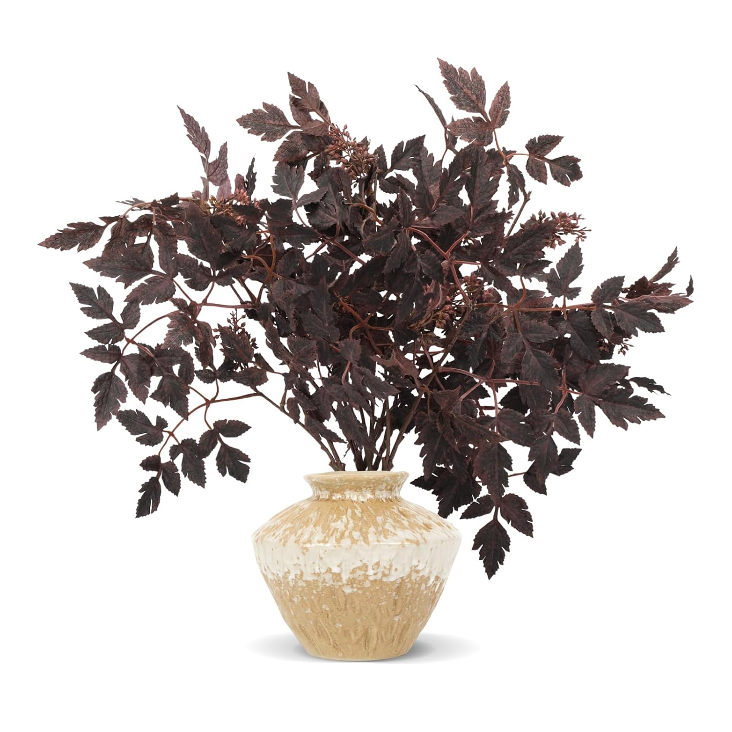 Faux Fall Stems For Vases, 8-Pack Artificial Purple Fall Leaf Stems, Cimicifuga Inspired Autumn Decor For Thanksgiving Centerpiece