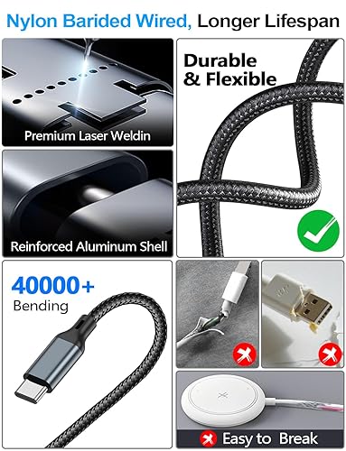 4 in 1 Multi Charging Cable for Apple Watch iPhone Samsung USB C Lightning Micro USB 4FT Black