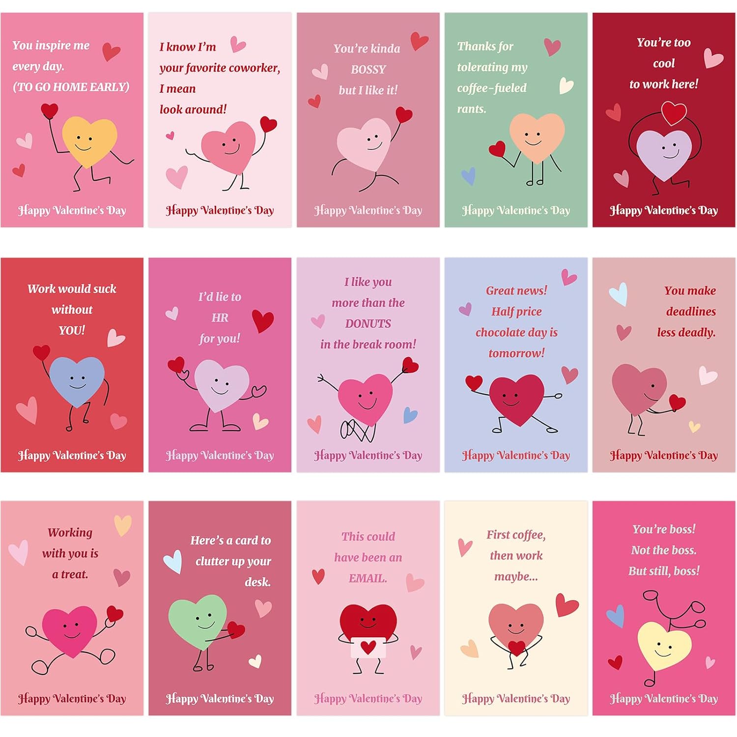 30 Pcs Funny Valentine'S Day Coworker Cards Humorous Valentines Greeting Cards With Envelopes And Stickers Fun Coworker Note Card For Friends Colleague Employees Office School Supplies