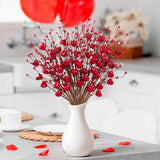 26Pcs Valentines Decorations Day Artificial Flowers Picks Decor - Berry Stems With Red Heart Gifts For The Home Table Centerpieces - Style 1