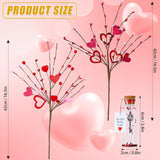 Valentine'S Day Gifts, 6Pcs Heart-Shaped Berry Picks, 16.5 Inches, Artificial Flower, Red, Romantic/Valentine'S Day, Flower Stems, Artificial Hearts