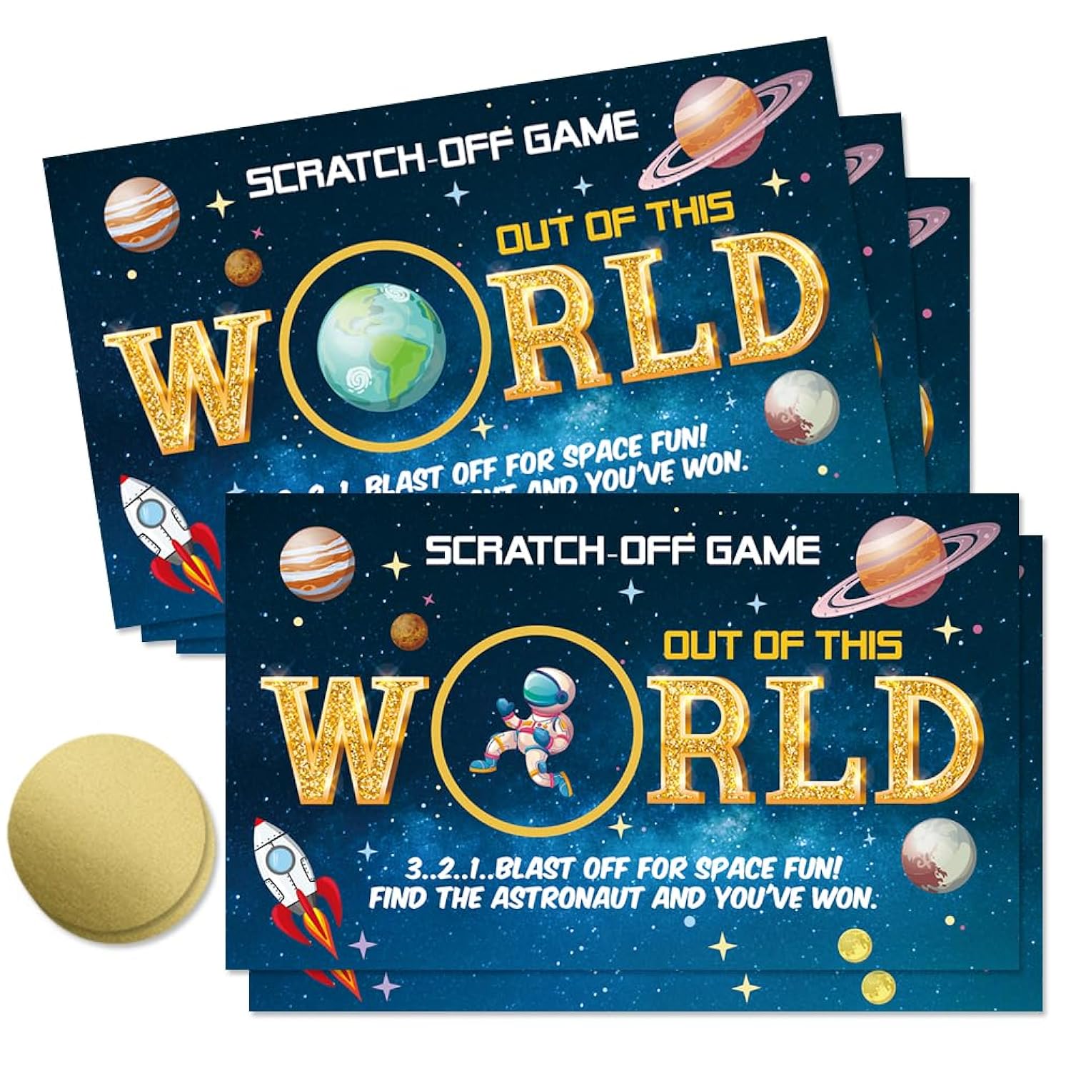 50 Psc Out Of This World Scratch Off Cards, Funny Outer Space Theme Scratch Cards For Birthday Baby Shower Party, Lottery Group Reveal Games Activity Supplies, Galaxy Theme Party Supplies