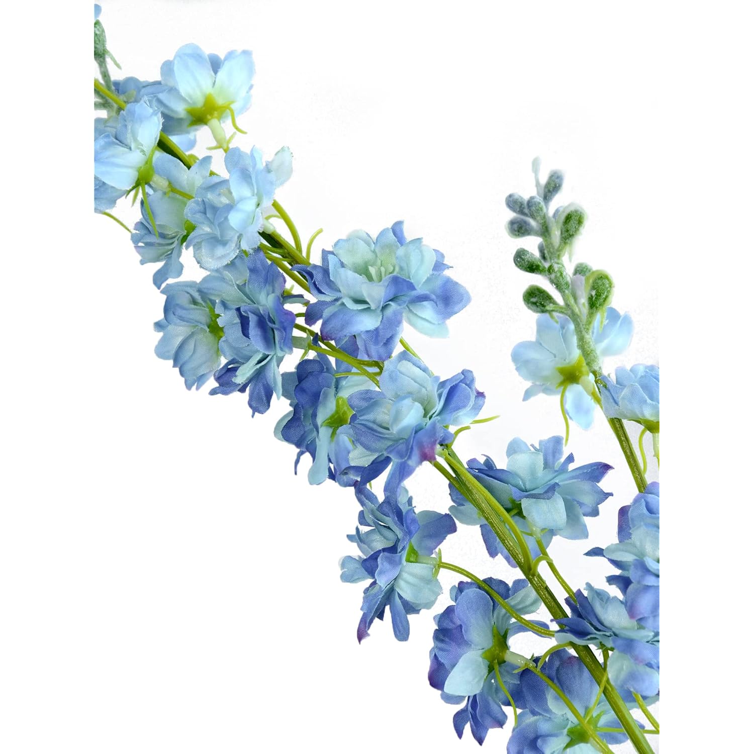 Zytuyo Blue Delphinium Artificial Flower Long Stem Flower 4 Pcs 33.5 In Fake Larkspur Faux Look Real Silk Flower Plant Bulk Bouquets For Outdoor Tall Vase Home Garden Wedding Arrangement Decoration