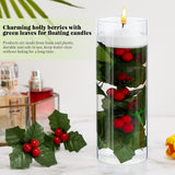 50 Pcs Christmas Holly Berries For Crafts Faux Berries Flowers And Holly Leaves Christmas Wreath Fillers For Vase Fillers Floating Candle Table Centerpiece (Red)