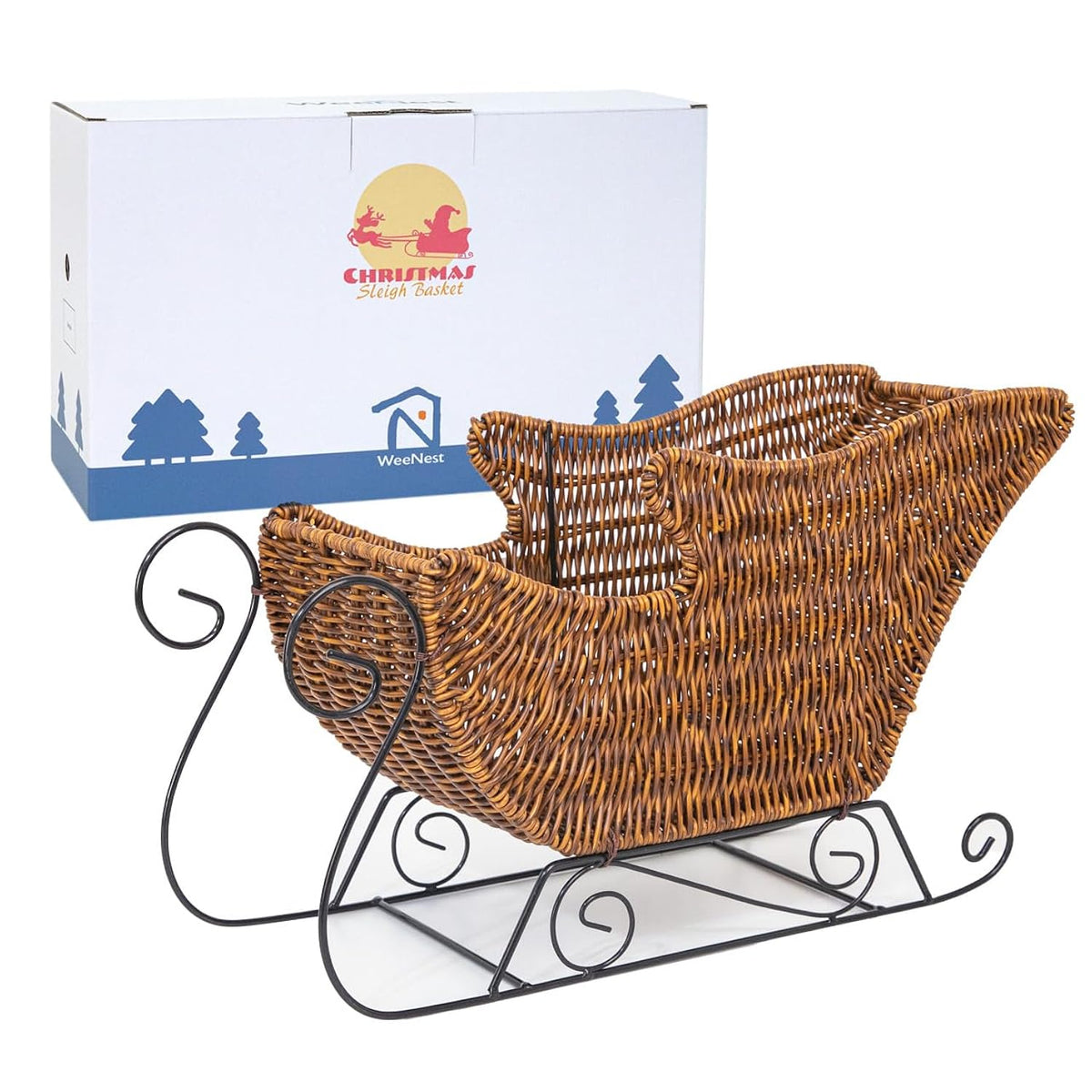 Christmas Sleigh Basket, Gift Basket, Christmas Decorations, Holiday Decor, Sled Ornament, Resin Wicker, Toffee