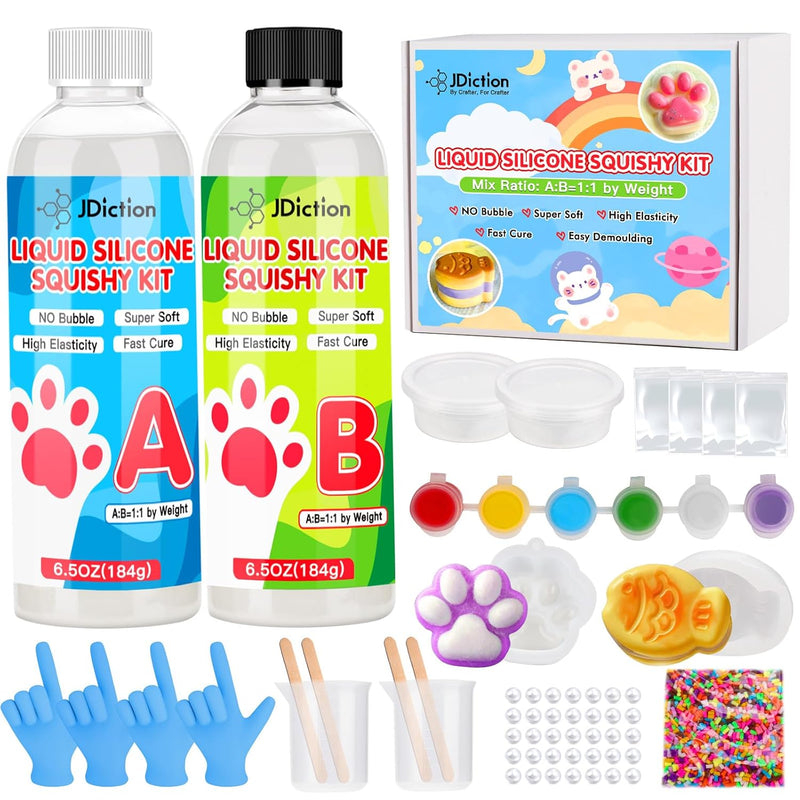 Taba Squishy Kit, Fast Cure Liquid Silicone Squishy Maker For Cat Paw Casting, Silicone Squishy Diy Stress Relief Toys & Gifts For Adults/Kids