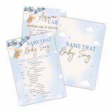 30 Name That Baby Song Game Cards For Baby Shower Game & Activity - Bear & Balloons - Mommy Or Daddy Double-Sided Fill In Game Cards, Gender Reveal Game For Baby Shower Party Favors & Decorations-C01