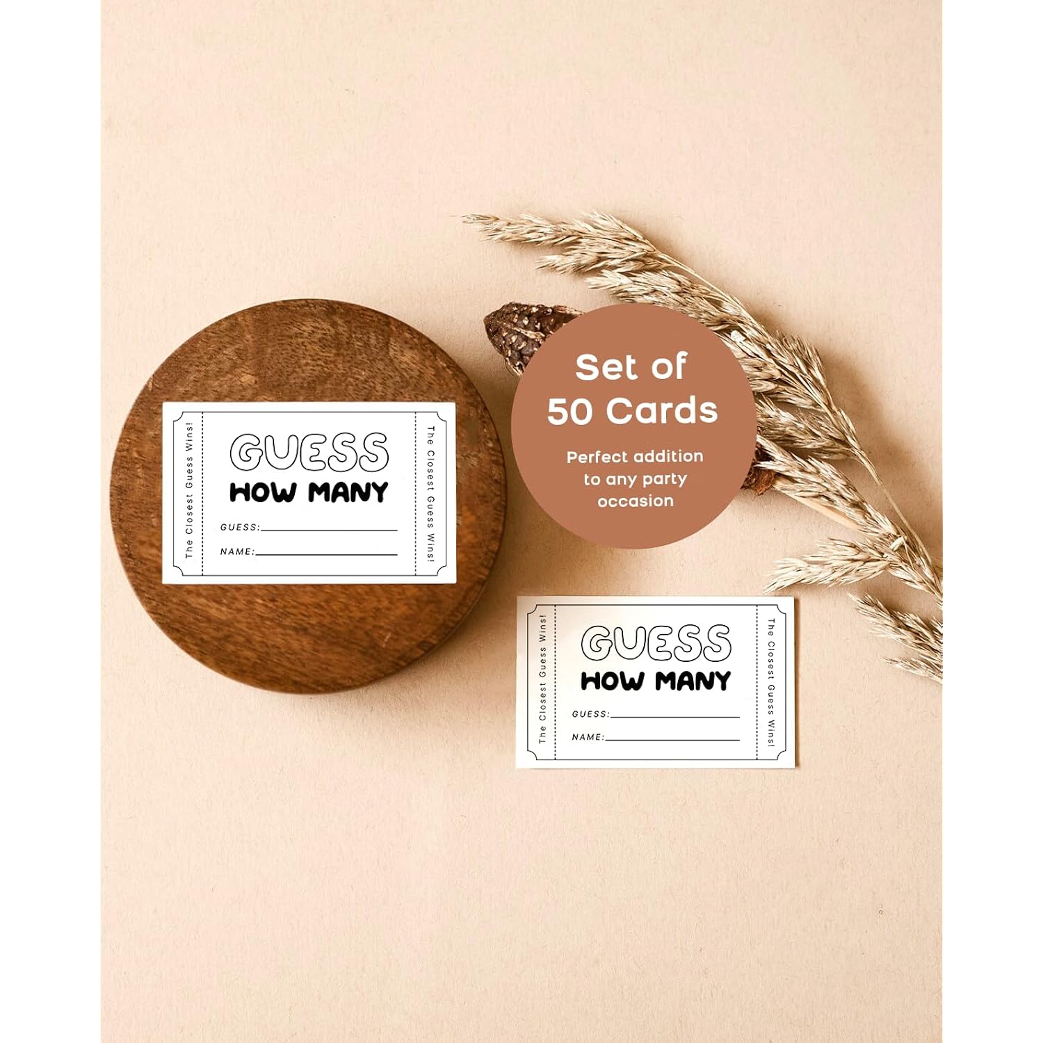 Guess How Many Cards, Bridal Shower Games, Baby Shower Games, 3.5 X 2 Inches, 50 Pack, Minimalist