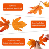 50 Pcs 2-Leaf 3D Fake Maple Leaves Bulk Artificial Flowers Fall Decor Faux Autumn Wall Halloween Party Thanksgiving Decoration Floral Arrangement Diy Craft (Burnt-Orange And Antique-Gold)