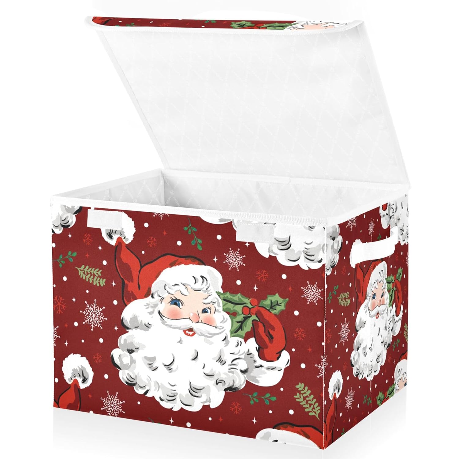 Christmas Santa Claus Storage Bins With Lids And Carrying Handle,Foldable Storage Boxes Organizer Containers Baskets Cube With Cover For Home Bedroom Closet Office