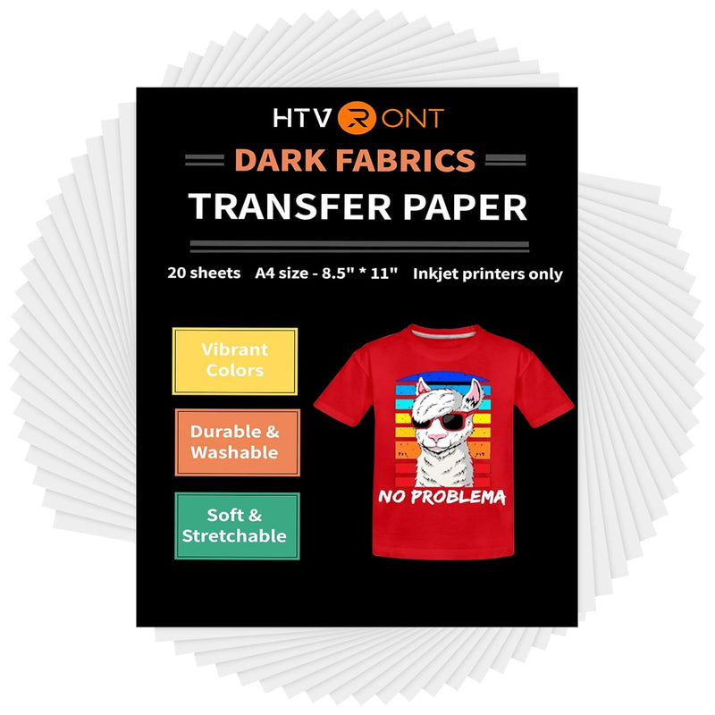 Heat Transfer Paper For T Shirts 20 Sheets, 8.5" X 11" Printable Heat Transfer