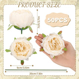 50 Pcs Artificial Peony Flower Bulk 3.5 Inch Silk Peony Flowers Heads With Stems Realistic Fake Roses For Diy Wedding Craft Bridal Bouquets Table Centerpieces Vase Home Decor (Cream?)