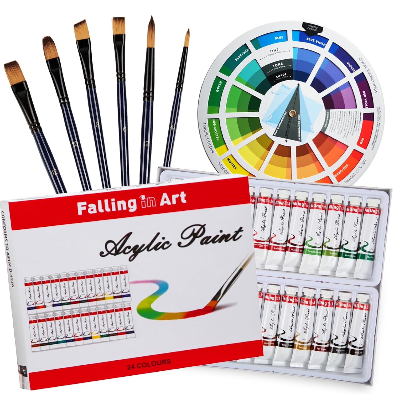 Acrylic Paint Set, Canvas Painting Kit With 24 Acrylic Paints, Nylon Brushes For Adults, Beginners, Hobbyists, Artists, 31 Pieces Set