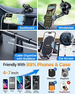 Military-Grade Suction Phone Holder, 360° Rotating Car Mount for iPhone/Samsung