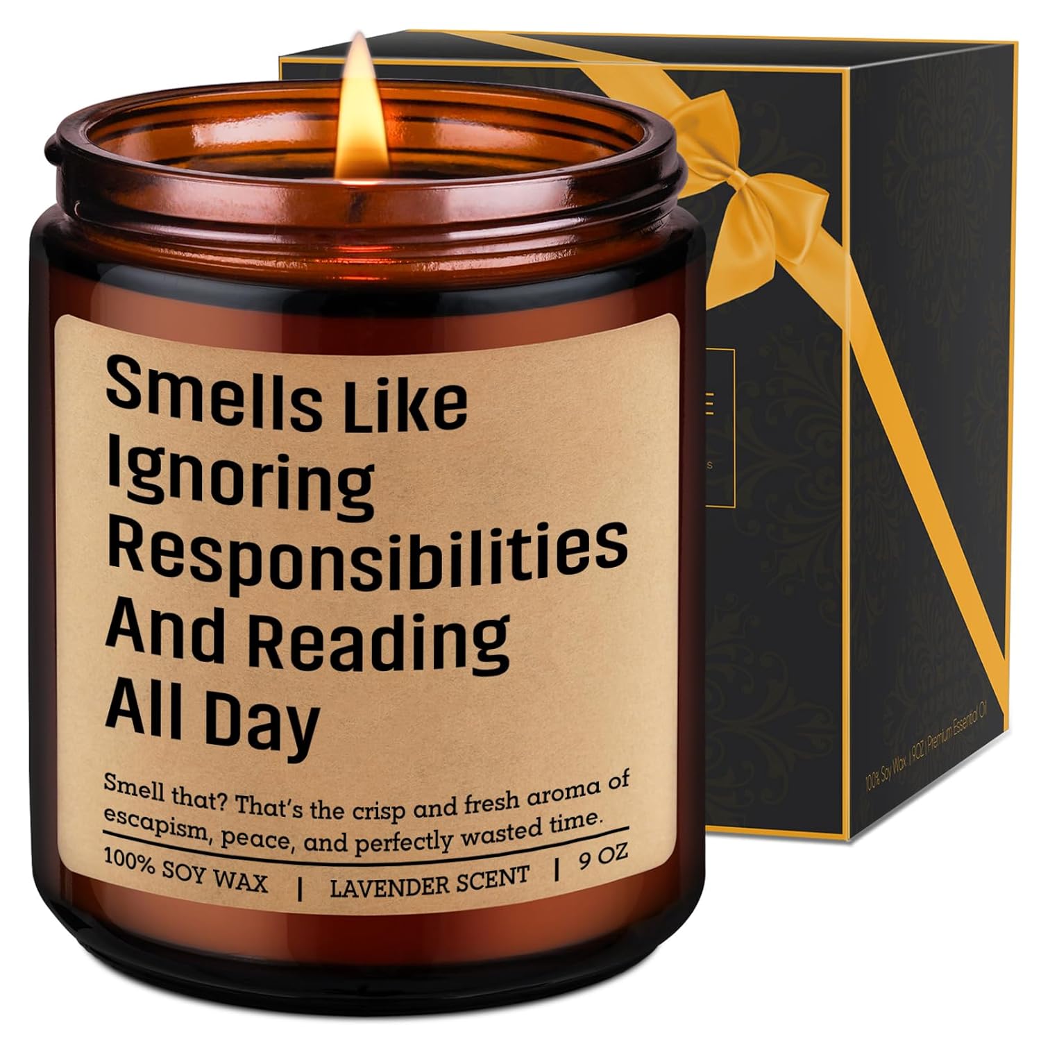 Scented Candle, Book Lover Gifts For Women, Men - Funny Bookish Gifts For Book Lovers, Readers - Cool Valentines Day, Birthday, Reading Themed Ideas For Bookworms, Reader, Librarian, Booklover