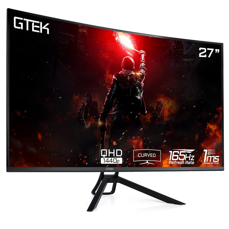 165Hz 2K Gaming Monitor, 27 Inch Frameless Display Qhd 2560 X 1440P, Curved 18