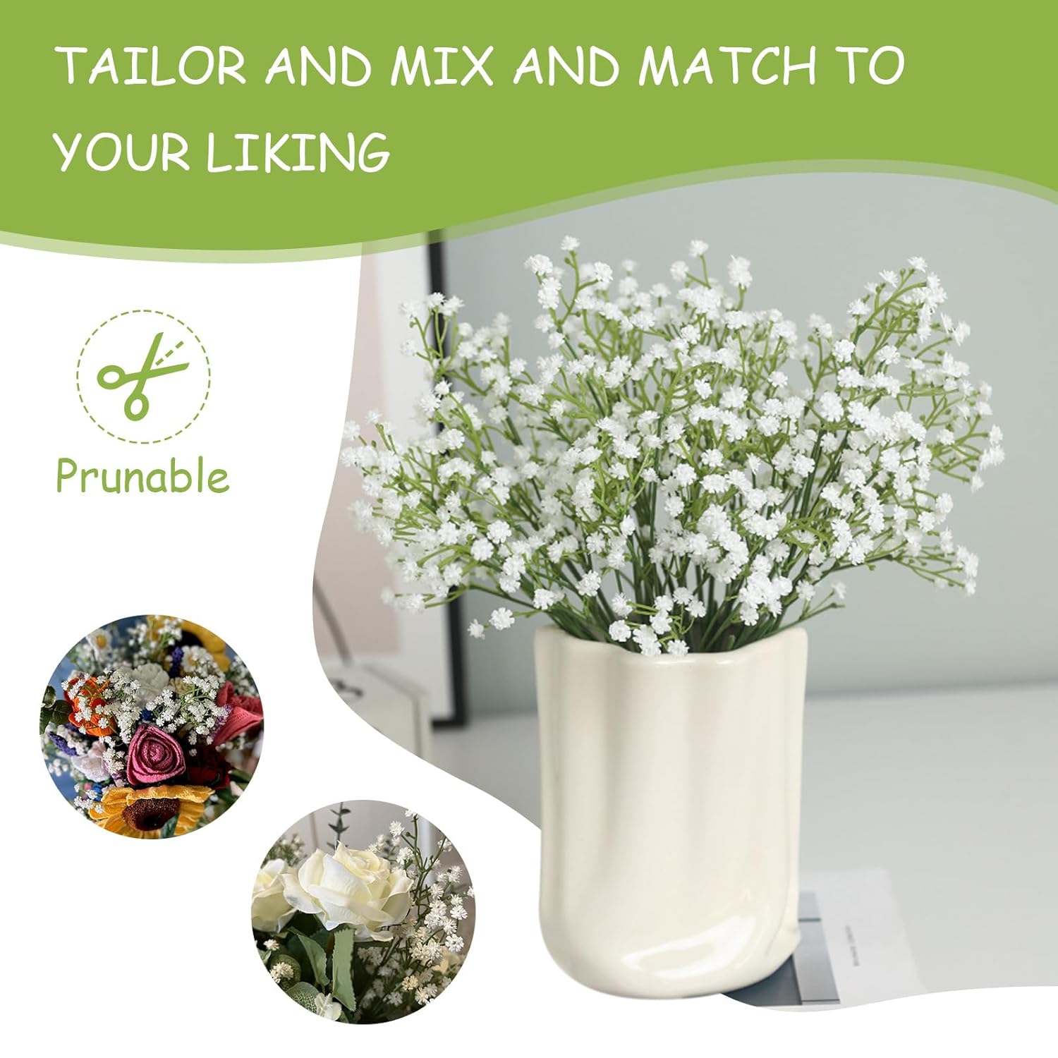 21" Baby Breath Artificial Flowers White, 30 Pcs Real Touch Fake Gypsophila Flower Bulk For Wedding Centerpieces Tables Decoration