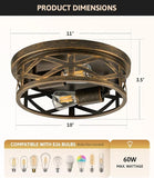 2 Pack Farmhouse Metal Cage Ceiling Lights Oil Rubbed Bronze Flush Mount Fixtures