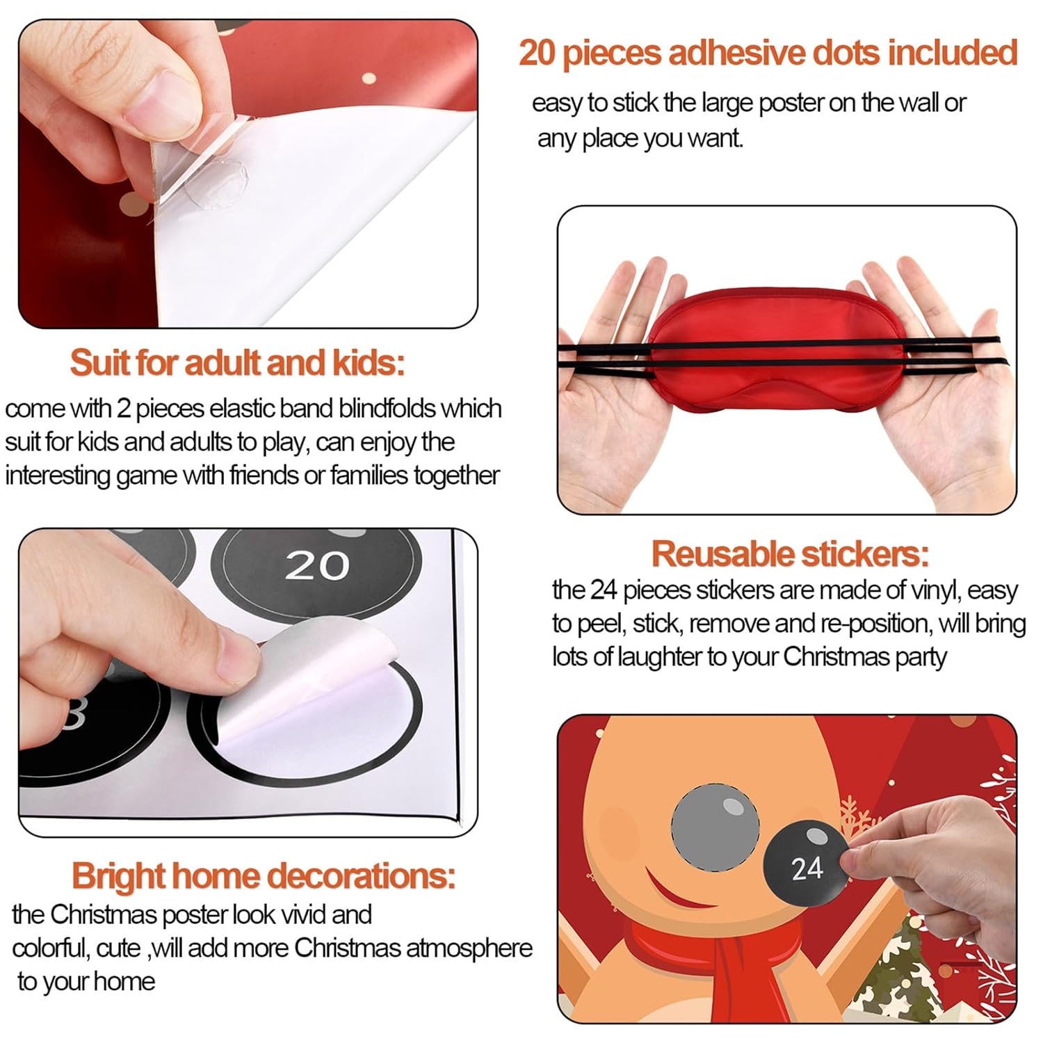 Pin The Nose On The Reindeer Snowman Christmas Party Games Pin Games Set Christmas Holiday Activities Family Adults New Year Xmas Party Supplies