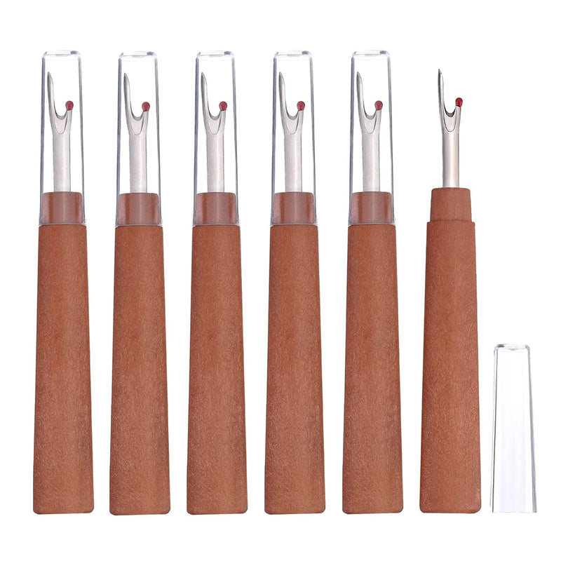 Seam Ripper 6Pcs Wooden Style Plastic Thread Cutter Stitch Remover Large Threa