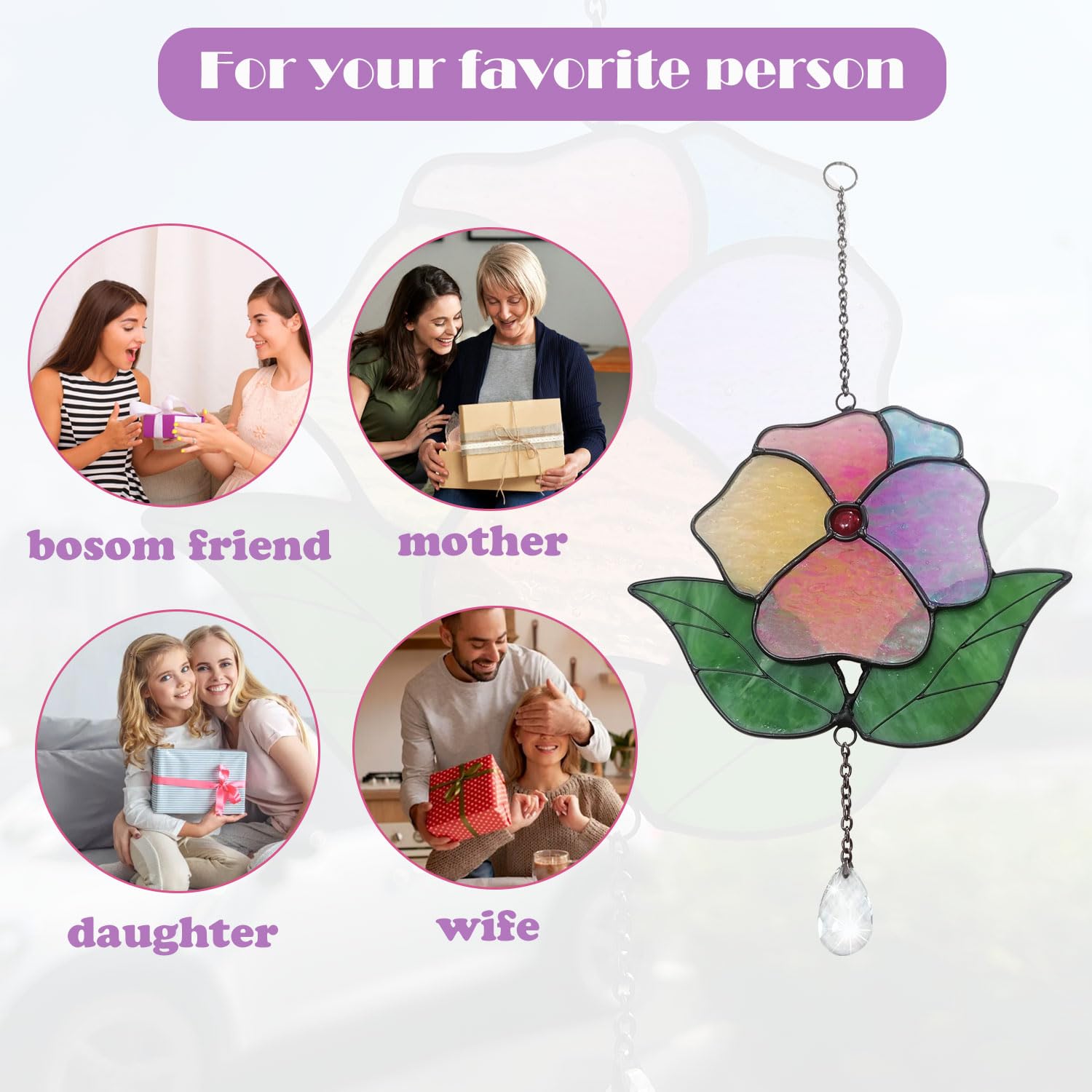 Flower Gift Artificial Flowers Forget Me Not Glass Art Stained Glass Stained Glass Window Flower Of Life Eternal Romantic Gifts For Her