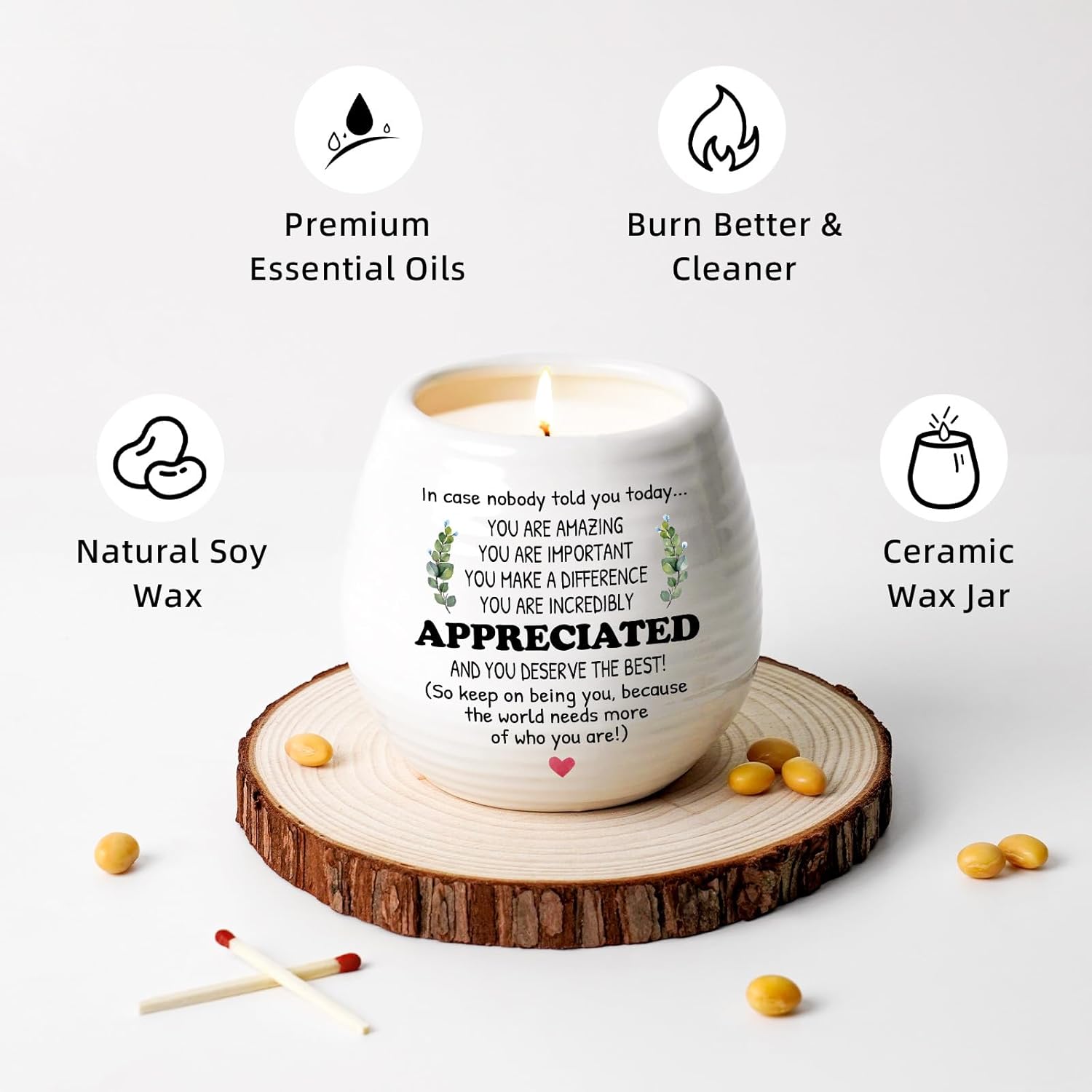 Inspirational Gift Ideas Thank You Gifts For Women Men Friends Coworker Boss Employee Appreciation Gifts Thank You Candle 10Oz Soy Wax Lavendar Scented Candle In Ceramic Jar