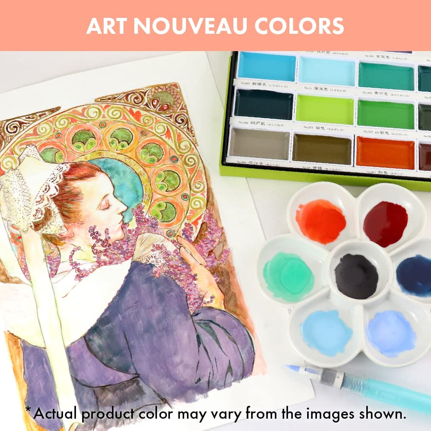 Gansai Tambi Watercolor Paint Set 24 Colors Ii - Art Nouveau, Professional-Quality Art Supplies For Artists Adult Painting Aketching, Non-Toxic, Made In Japan