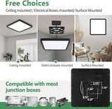 16 Inch Square LED Ceiling Light 36W Black Super Slim Flush Mount Fixture