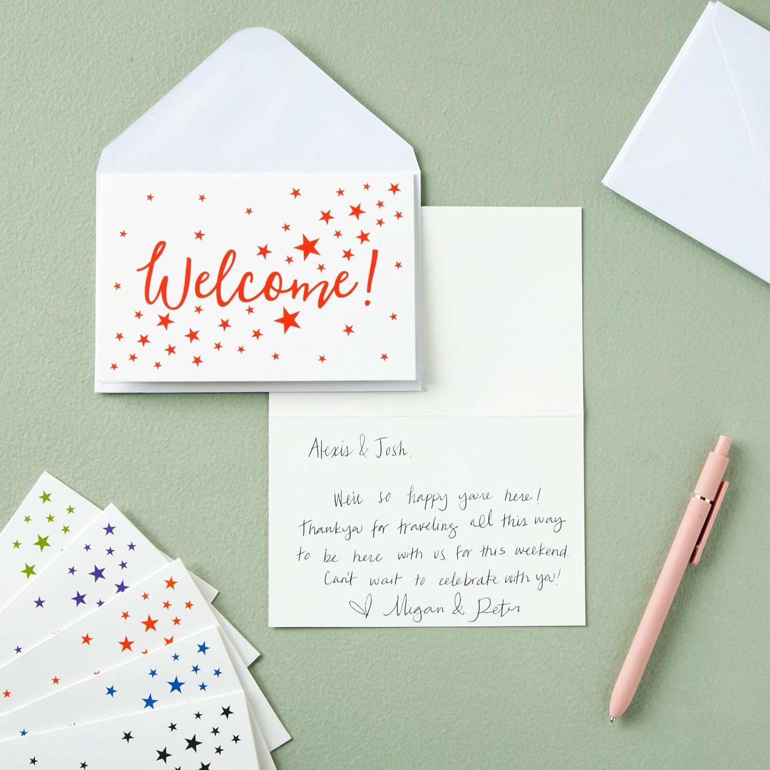 Welcome Cards - 36 Count, 4 X 6 In, 250 Gsm Cardstock, Star Pattern - Envelopes Included & Welcome Note Cards For Guests & Employees